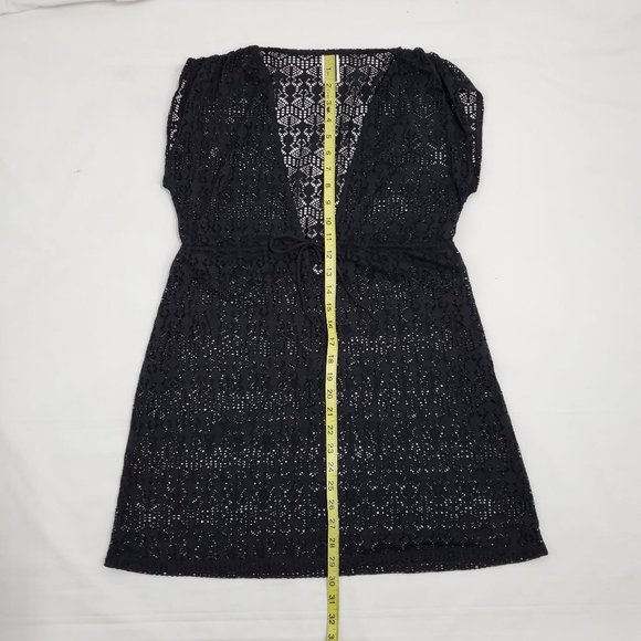 Lauren Ralph Lauren Women's Black Crochet Knit Swim Cover-Up Tunic Dress Small - Picture 11 of 11